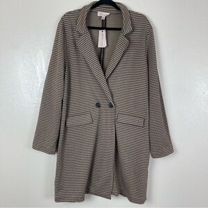 Philosophy Brown and Tan Houndstooth longline Blazer jacket